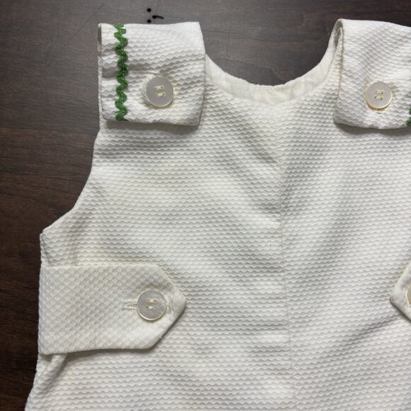 Vtg Handmade Baby Shortall Romper Spring Easter Boy Ric Rac Cotton Sz 3 Month - Picture 4 of 9